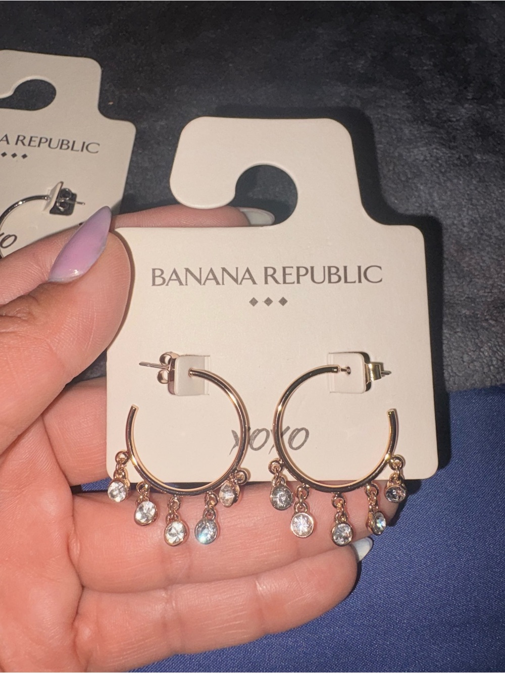 Banana Republic Rose Gold Hoop Earrings with Crystal Dangles